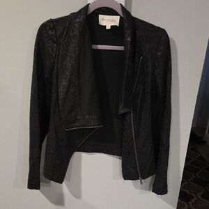 Two by Vince Camuto Black Textured Women's Asymmetrical Jacket SM